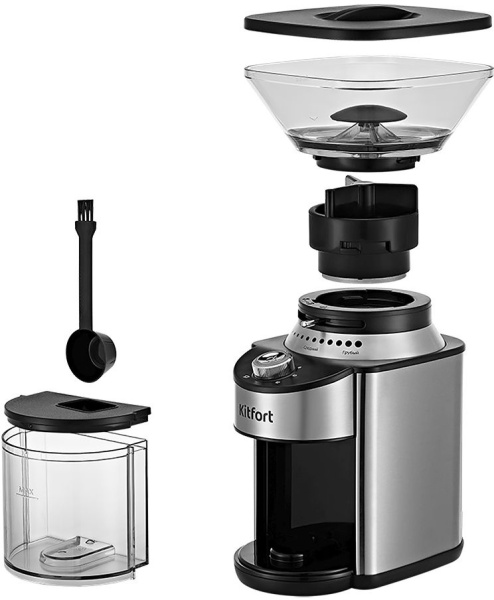 Кофемолка Kitfort КТ-770 150Вт сист.помол.:жернова вместим.:160гр нержавеющая сталь