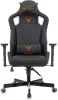 Кресло игровое Knight Outrider черный ромбик эко.кожа с подголов. крестов. металл