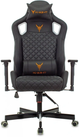 Кресло игровое Knight Outrider черный ромбик эко.кожа с подголов. крестов. металл
