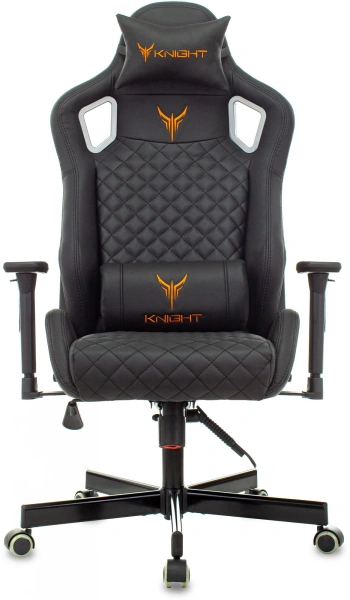 Кресло игровое Knight Outrider черный ромбик эко.кожа с подголов. крестов. металл