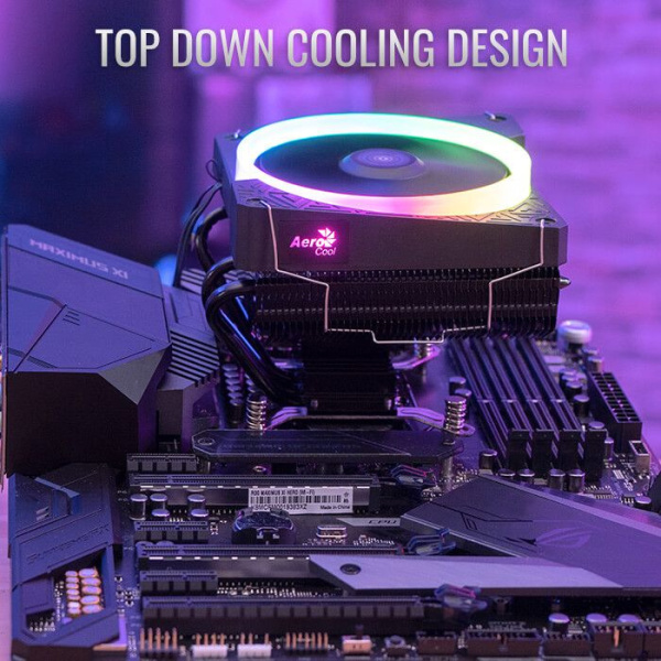 Устройство охлаждения(кулер) Aerocool Cylon 3H Soc-AM5/AM4/1151/1200/1700 4-pin 13-24dB Al+Cu 125W 480gr LED Ret