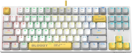 Клавиатура A4Tech Bloody S87 Energy механическая белый/желтый USB for gamer LED (S87 USB ENERGY WHIT