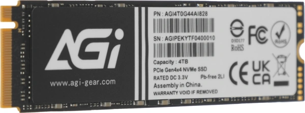 Накопитель SSD AGi PCIe 4.0 x4 4TB AGI4T0G44AI828-CB AI828 M.2 2280