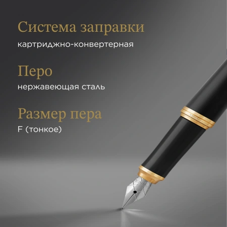 Ручка перьев. Parker Urban Core F309 (CW1931593) Muted Black GT F сталь нержавеющая подар.кор.
