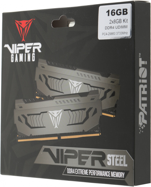 Память DDR4 2x8Gb 3733MHz Patriot PVS416G373C7K Viper Steel RTL Gaming PC4-29800 CL17 DIMM 288-pin 1.35В single rank с радиатором Ret