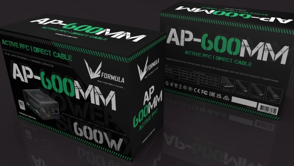 Блок питания Formula ATX 600W AP-600ММ 80 PLUS WHITE (20+4pin) APFC 120mm fan 6xSATA RTL