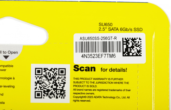 Накопитель SSD A-Data SATA III 256Gb ASU650SS-256GT-R Ultimate SU650 2.5"