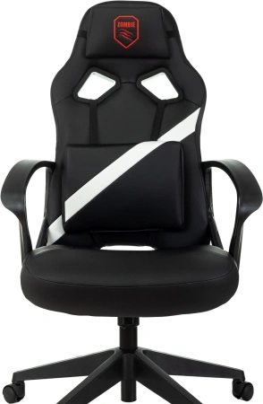 Кресло игровое Zombie 300 черный/белый эко.кожа крестов. пластик