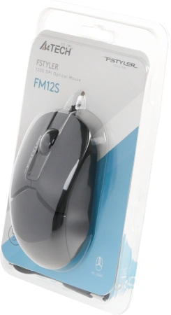 Мышь A4Tech Fstyler FM12S черный оптическая (1200dpi) silent USB (3but)
