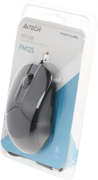 Мышь A4Tech Fstyler FM12S черный оптическая (1200dpi) silent USB (3but)