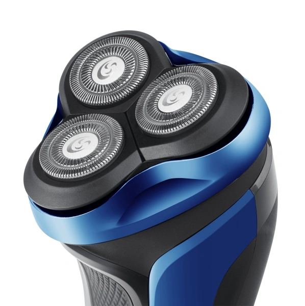 Бритва сетчатая Polaris PMR 0304R питан.:элек.сеть/аккум. черный/синий