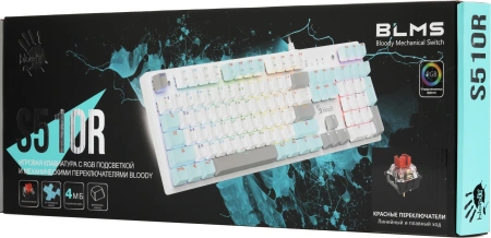 Клавиатура A4Tech Bloody S510R механическая белый USB for gamer LED (S510R USB ICY WHITE/BLMS RED)