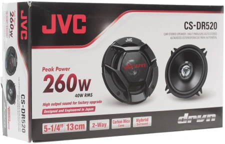 Колонки автомобильные JVC CS-DR520 260Вт 88дБ 4Ом 13см (5дюйм) (ком.:2кол.) коаксиальные двухполосны