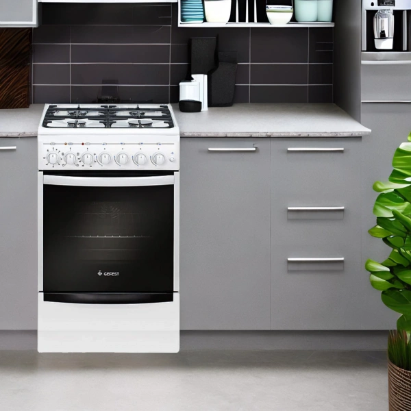 Плита Комбинированная Gefest 5102-02 белый реш.чугун