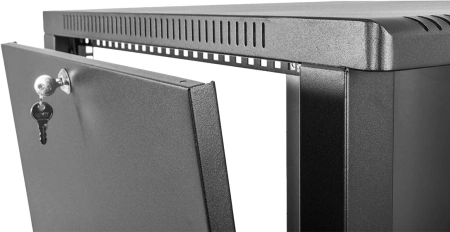 Шкаф коммутационный ЦМО (ШРН-12.350.1-9005) настенный 12U 600x359мм пер.дв.стекл 200кг черный 300мм 180град.