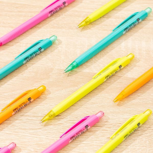 Набор карандашей мех. Deli EU60200-P Scribe 0.5мм трехгран. пластик ассорти дисплей (36шт) ластик