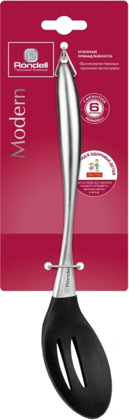 Ложка для первых/вторых блюд Rondell Modern RD-1742 черный/стальной упак.:картонная подложка