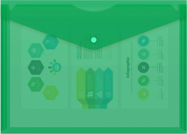 Конверт на кнопке Бюрократ -PK803TGRN A4 пластик 0.15мм зеленый