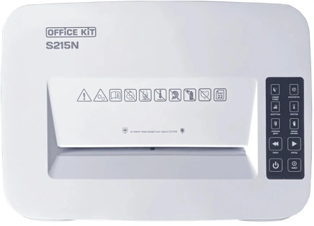 Шредер Office Kit S215N 3,9x38 белый (секр.P-4) фрагменты 22лист. 35лтр. скрепки скобы пл.карты CD