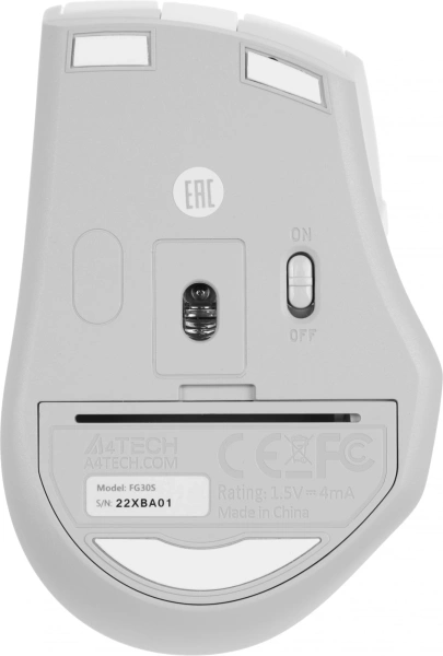 Мышь A4Tech Fstyler FG30S белый/серый оптическая (2000dpi) silent беспроводная USB (6but)