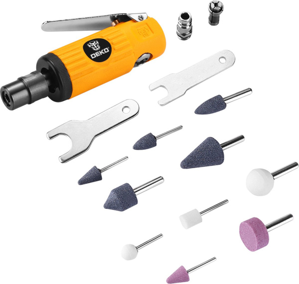 Шлифмашина орбитальная Deko DKPT02 SET 3 113л/мин шпинд.:3мм желтый/черный