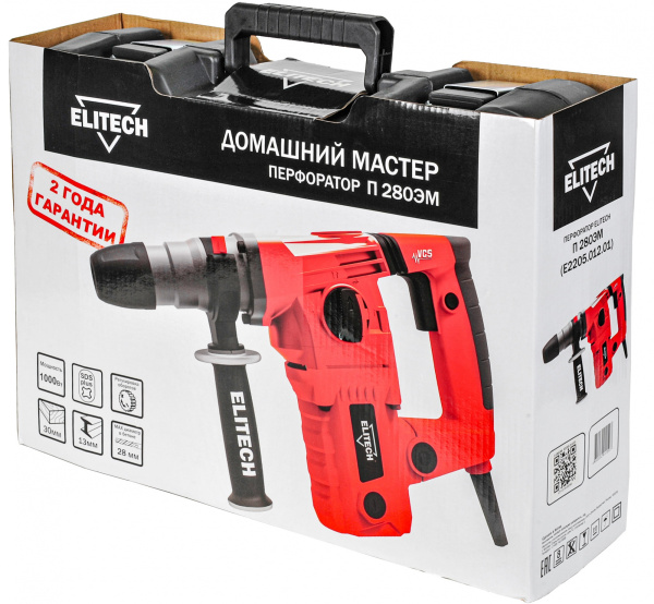 Перфоратор Elitech П 280ЭМ патрон:SDS-plus уд.:4Дж 1000Вт (кейс в комплекте)