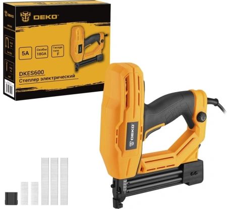 Степлер электрический Deko DKES600 скобы тип 18Ga: 15-25мм гвозди тип 300: 15-32мм