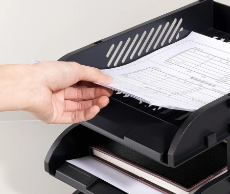 Лоток горизонтальный Deli E9213 BLACK E9213 сборный для бумаг 325x241x155мм черный пластик (упак.:3шт) пластиковый пакет