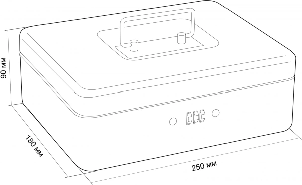 Ящик для денег без номинала Cactus CS-DCB-003 с кодовым замком 90x250x180 графитовый сталь 1.13кг