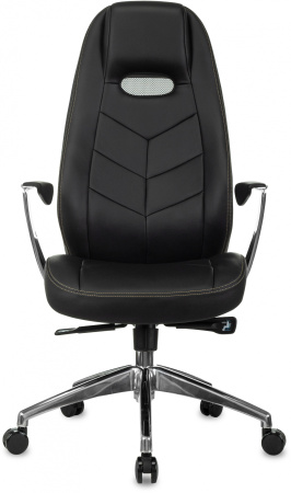 Кресло руководителя Бюрократ _Zen черный кожа крестов. алюминий