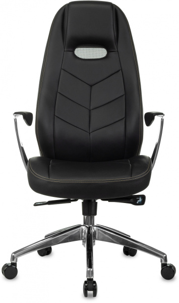 Кресло руководителя Бюрократ _Zen черный кожа крестов. алюминий