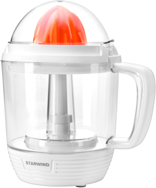 Соковыжималка цитрусовая Starwind SJ 1241 30Вт рез.сок.:1200мл. белый/прозрачный
