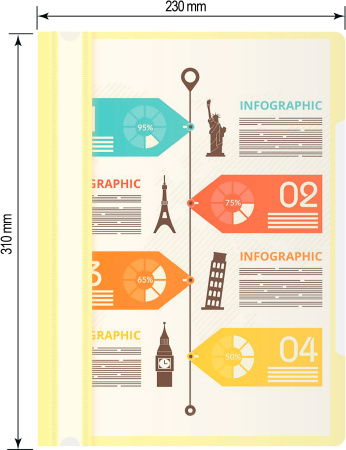 Папка-скоросшиватель Бюрократ Pastel -PSLPAST/YEL A4 прозрач.верх.лист пластик желтый 0.14/0.18
