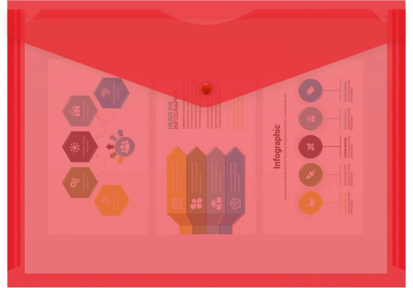 Конверт на кнопке Бюрократ Economy -PK100RED A4 пластик 0.10мм красный