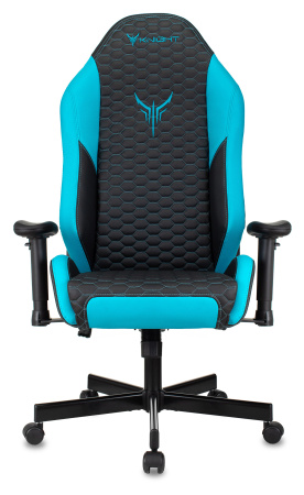 Кресло игровое Knight Neon черный/голубой соты эко.кожа с подголов. крестов. металл