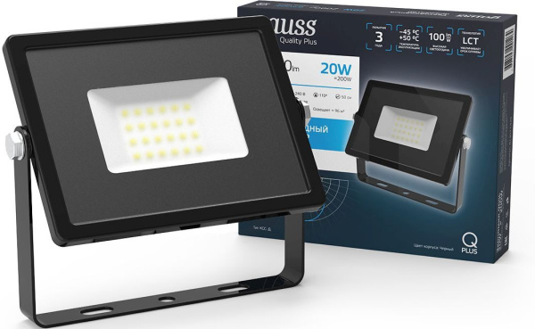 Прожектор уличный Gauss Qplus 613511320 светодиодный 20Втчерный