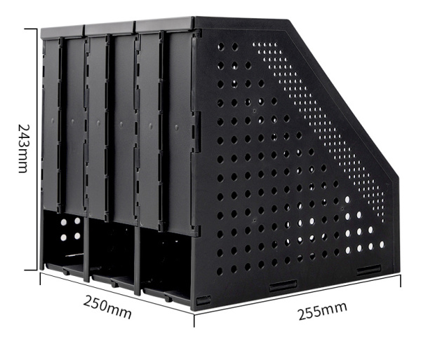 Лоток вертикальный Deli 78995DK-GREY 3отд. складной для бумаг A4 250х256х243мм темно-серый пластик