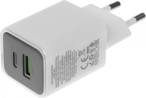 Сетевое зар./устр. Hoco N46 Glorious 20W 3A (PD+QC+AFC) USB-A/Type-C универсальное белый (35301)