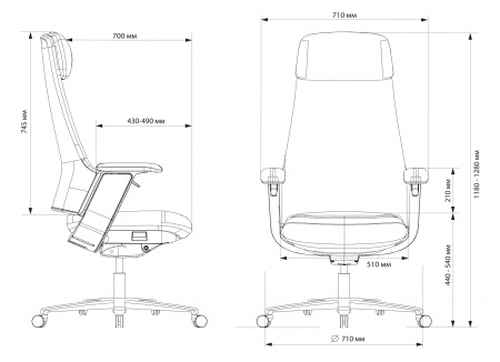 Кресло руководителя Cactus CS-LBK-KYOTO кожа с подголов. крестов. алюминий