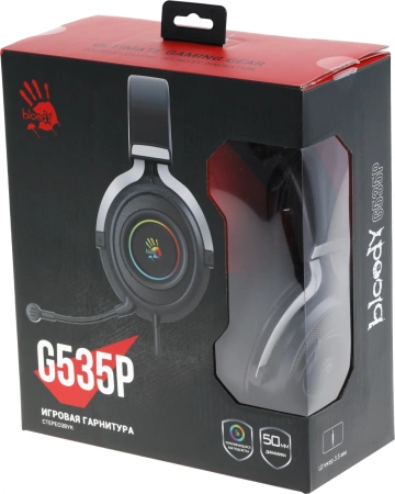 Наушники с микрофоном A4Tech Bloody G535P черный/серебристый 2м мониторные оголовье (G535P 4PIN+USB/BLACK+SILVER)