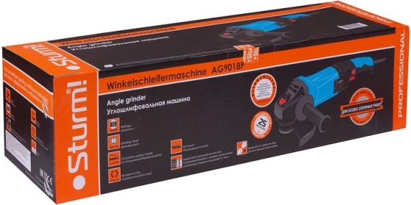 Углошлифовальная машина Sturm! AG9018P 1800Вт 8700об/мин рез.шпин.:M22.2 d=180мм