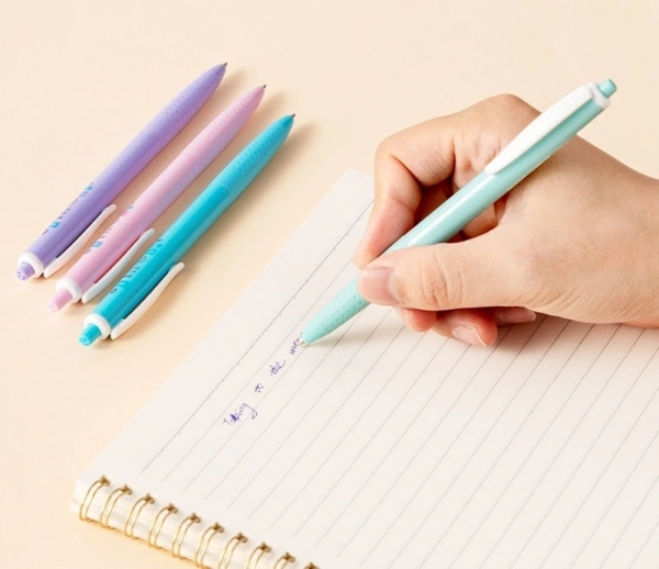 Ручка шариков. автоматическая Deli Every EQ44-BL ассорти/белый d=0.7мм син. черн. кругл. резин. манжета