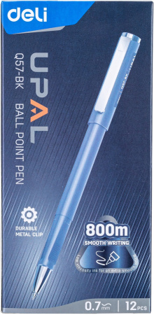 Набор ручек шариков. Deli Upal (EQ57-BK-P) чернила черн. кор.карт. (12шт) линия 0.7мм