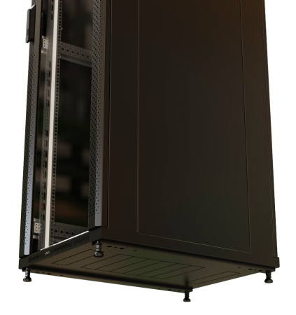 Шкаф коммутационный WRline (WR-TT-4768-AS-RAL9004) напольный 47U 600x800мм пер.дв.стекл задн.дв.стал.лист 2 бок.пан. 800кг черный 710мм 2277мм IP20 сталь
