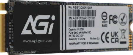 Накопитель SSD AGi PCIe 3.0 x4 512GB AGI512G80AI198R AI198 M.2 2280