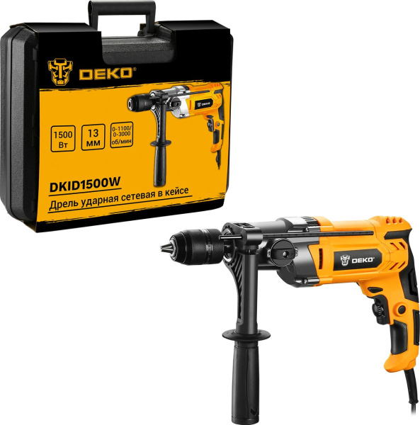 Дрель ударная Deko DKID1500W 1500Вт патрон:быстрозажимной реверс (кейс в комплекте) (063-4322)