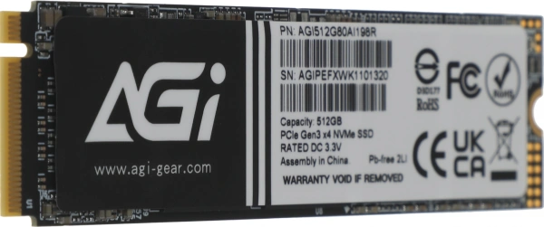 Накопитель SSD AGi PCIe 3.0 x4 512GB AGI512G80AI198R AI198 M.2 2280