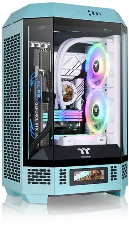 Корпус Thermaltake The Tower 300 Turquoise голубой без БП miniITX 7x120mm 5x140mm 2xUSB3.0 audio bot