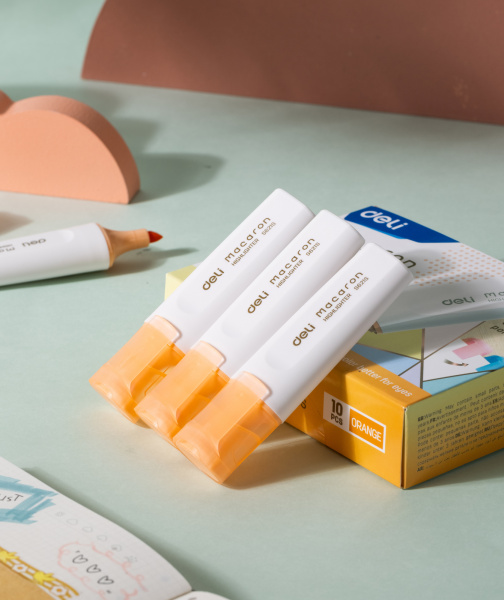 Набор текстовыделителей Deli ES621SORANGE-P Macaron скошенный пиш. наконечник 1-5мм оранжевый (10шт.