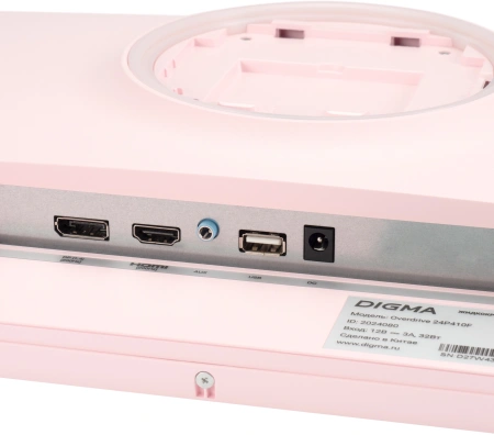 Монитор Digma 23.8" Overdrive 24P410F розовый IPS LED 2ms 16:9 HDMI матовая 300cd 178гр/178гр 1920x1080 200Hz G-Sync FreeSync DP FHD USB 3.7кг
